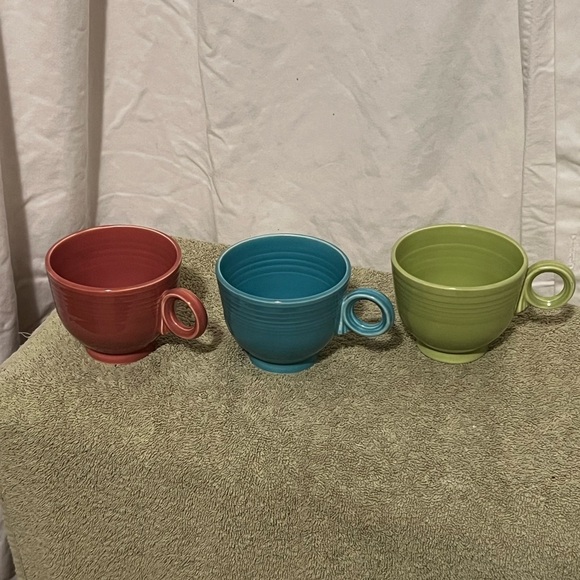 EUC Vintage Fiesta Ware By Homer Laughlin Ring Handle Tea Cups Replacements - Picture 2 of 4